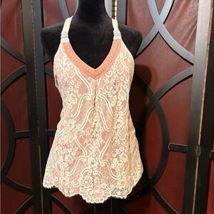 Beige Lace Halter Top – Size M (Venus)